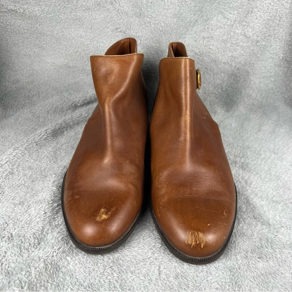 Bruno Magli Ankle Boots Men’s Size 11.5 Brown Leather Buckle Strap Almond Toe